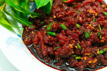 Raw beef spicy minced meat salad