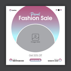 Fashion sale social media post design template or web banner design template