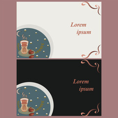 Ornamental Tea Label Frame Design - Light And Dark Theme Variants Background For Web And Social Media.