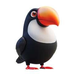 Fototapeta premium Colorful cartoon toucan character with vibrant beak standing proudly in a playful pose