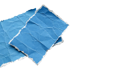 Blue ripped paper torn edges strips isolated on transparent background