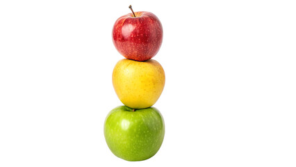 Apple stack different types isolated on transparent background