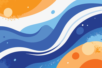 Abstract background with watercolor splashes and waves. Vector illustration.