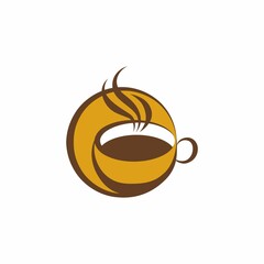 Vector illustration of coffee cup and beans symbol icon