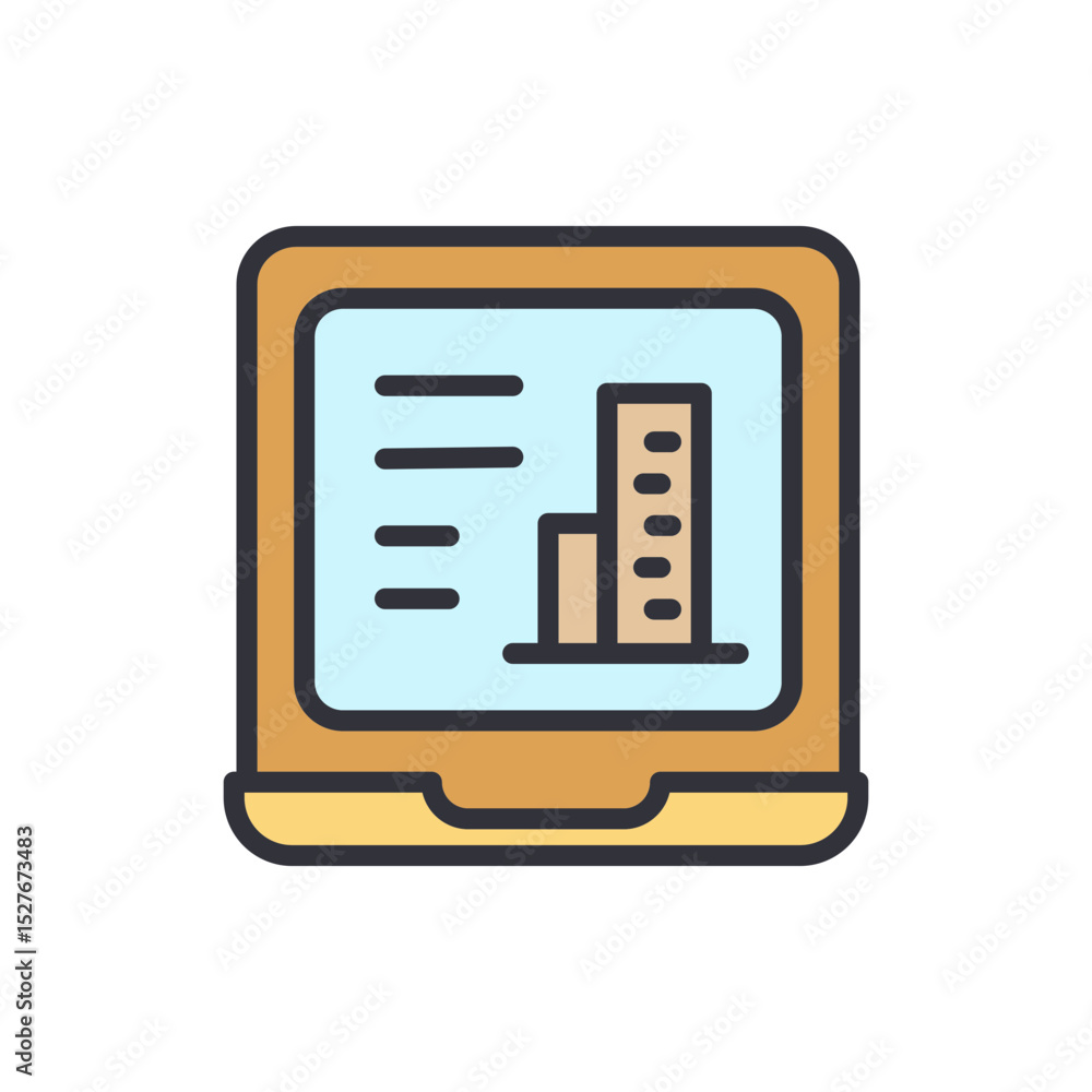 Poster computer displaying financial data and document summary with transparent style