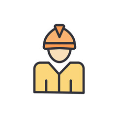 Stylized Illustration Of A Construction Worker With Transparent Background