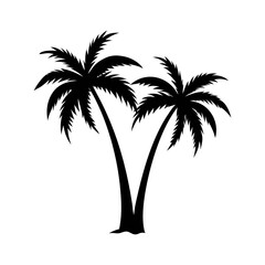 Palm trees full black silhouette vector illustration design