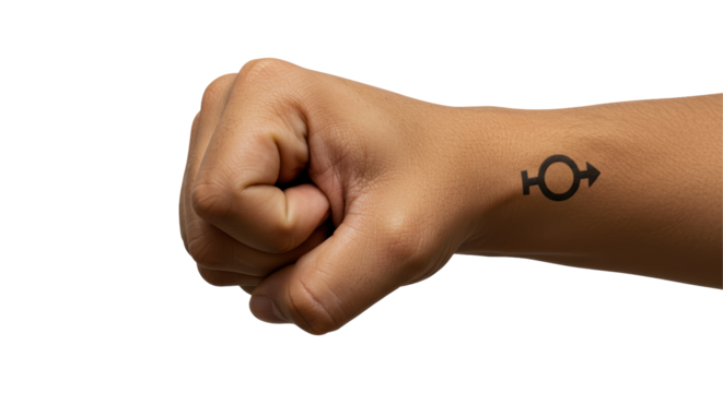 Isolated Male Symbol Tattoo on Hand