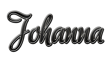 black metal 3d design of name Johanna on white background.