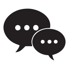 black and white speech bubble icon silhoutte in white backraund