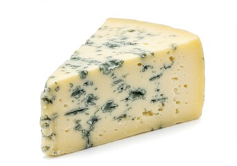 Piece of blue cheese isolated on white background