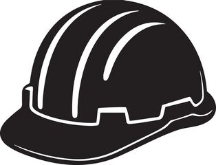 Simple black and white safety hard hat graphic