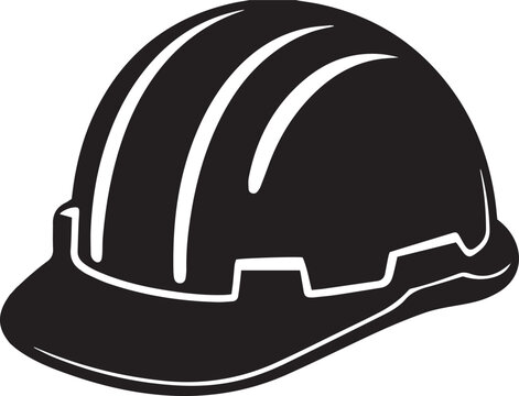 Simple black and white safety hard hat graphic