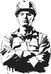 Construction Worker Portrait vector image. Man in a hat vector isolated on white background