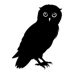 A owl full black silhouette vector illustration design