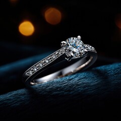 Captivating Diamond Engagement Ring Shines Brightly Under Gentle Spotlight on Elegant Display