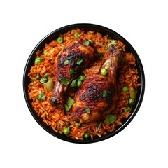 Delicious Roasted Chicken Legs with Red Rice and Peas