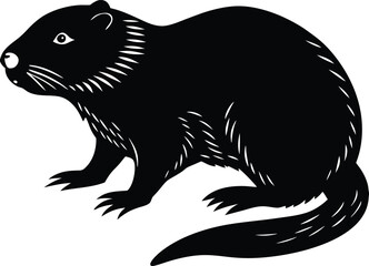 Detailed illustration of a beaver in its natural habitat