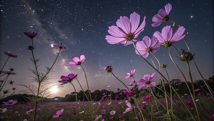 pink flowers in the night