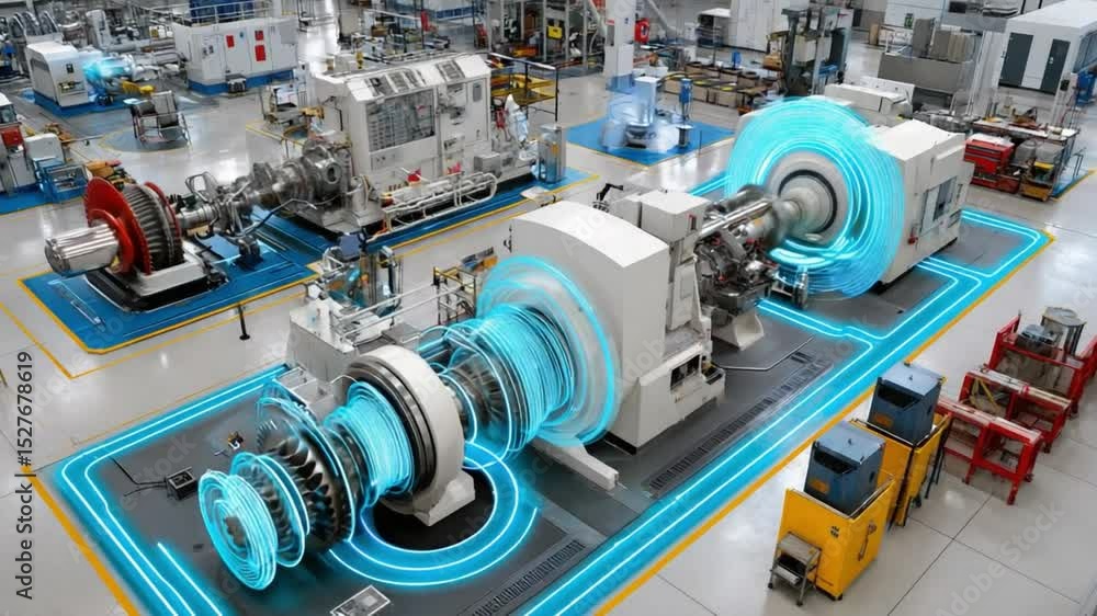 Aufkleber precision and power: showcasing the intricate machinery that drives progress, this image of a modern