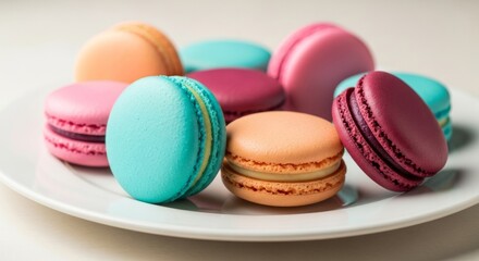 Obraz premium Delicious Macarons A Colorful Collection of French Pastries
