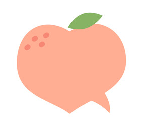 Peach speech bubble in pink and green, Blank speech bubble balloon square shape, Doodle fruit text box bubble, pastel color, think, speak, banner, flat design vector illustration