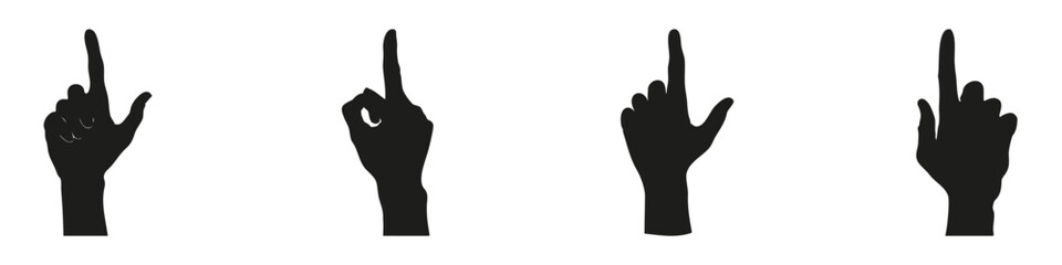 Fototapeta premium Hand Gesture Silhouettes In Icon Set. Communication And Interaction Symbol Collection. Design And Educational Use. Isolated Vector Illustration