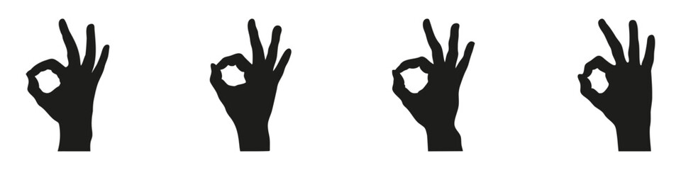 Obraz premium Hand Gesture Silhouettes In Icon Set. Communication And Expression Symbol Collection. Social And Educational Use. Isolated Vector Illustration