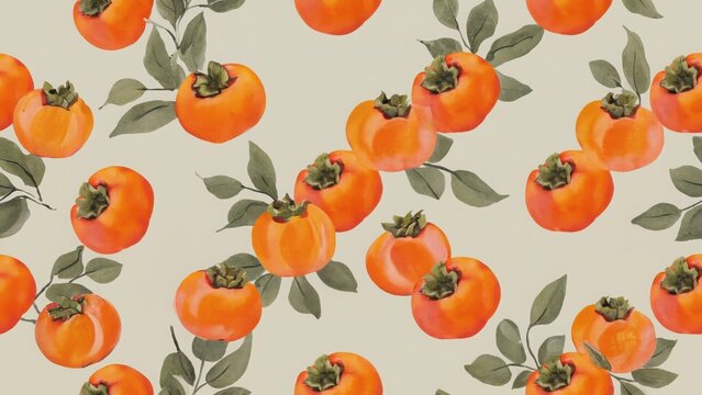 seamless watercolor pattern with persimmon