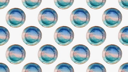 seamless watercolor pattern with plates
