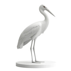 Obraz premium Elegant white heron standing on a round base showcasing its intricate features in soft lighting