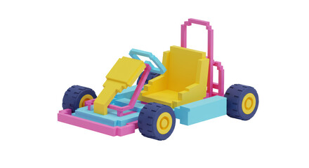 Isolated Pixel Art Go-Kart