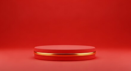 Red and Gold Minimalist Product Display Platform Elegant Stage for Showcase and Presentation