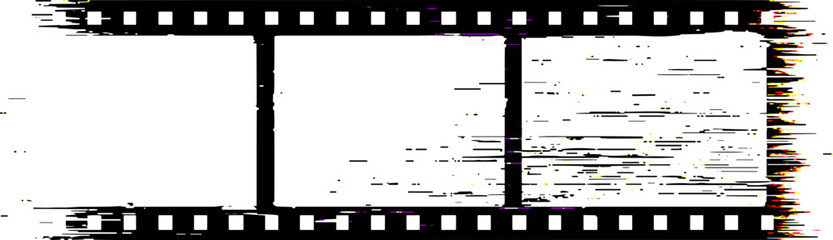 Film Strip vector illustration on white background. Glitch, grunge effects