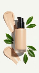 Foundation bottle with smears and leaves