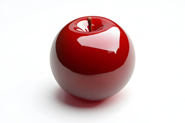 A shiny red apple on a white background, symbolizing freshness and health.