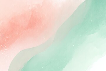 Fototapeta premium Abstract watercolor texture in coral and mint for modern invitations and visual identity 