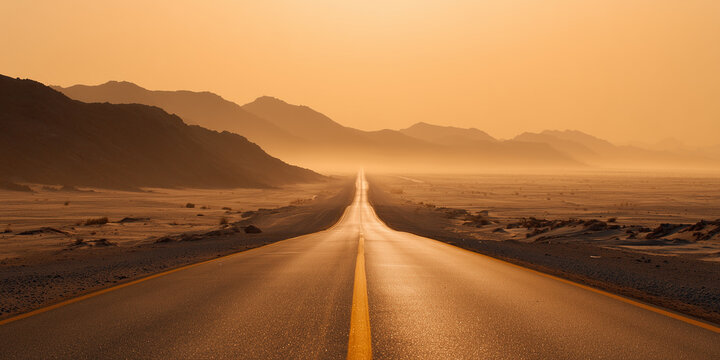  empty desert highway stretching to horizon