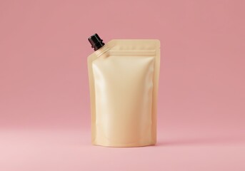 Spouted pouch on pink background packaging concept