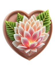 Recyclable cosmetic containers styled for festive gifting, pastel illustration of a heart-shaped compostable blush compact for Valentine’s Day. Recyclable beauty containers with transparent