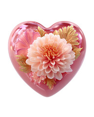 Recyclable cosmetic containers styled for festive gifting, pastel illustration of a heart-shaped compostable blush compact for Valentine’s Day. Recyclable beauty containers with transparent