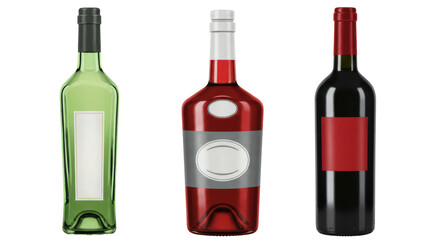 Isolated Wine Bottles