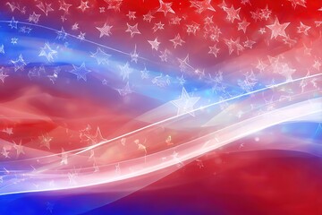 Abstract Fourth of July celebration background with patriotic colors and star patterns
