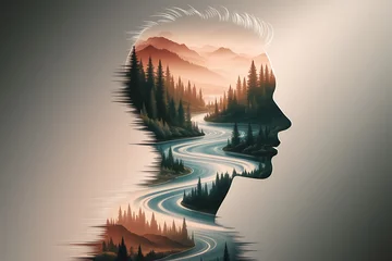 Fotobehang Abstracte kunst A Serene Landscape Within the Mind's Eye: A Digital Art Piece  © Arif