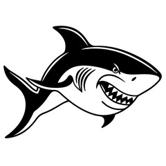 black silhouette icon of an angry shark