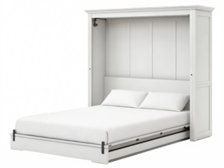 murphy bed white background foldable bed that stows vertically into a wall or cabinet space-saving furniture for small apartments or guest rooms transparent background