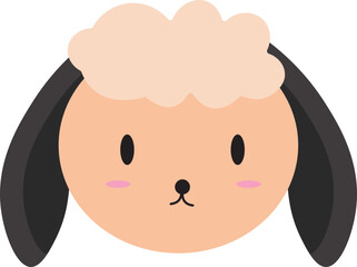 Cute Sheep Head Illustration 