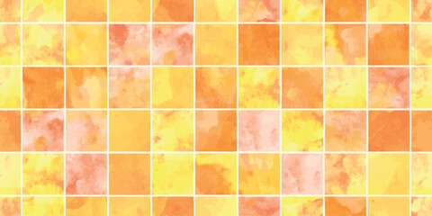 Watercolor Tile Seamless Pattern Background.水彩タイルシームレスパターン背景
