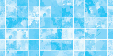 Watercolor Tile Seamless Pattern Background.水彩タイルシームレスパターン背景