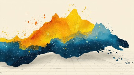 Colorful Geometric Design with Sun Patterns and Grid Background Elements